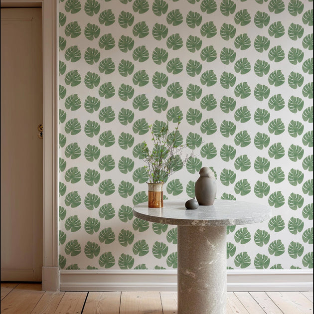 wallpaper monstera Monstera White Background Removable Wallpaper