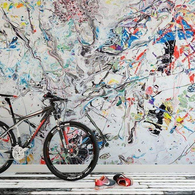 Stella Elyse Paint Splattered Graffiti Mixed Colors Cotton