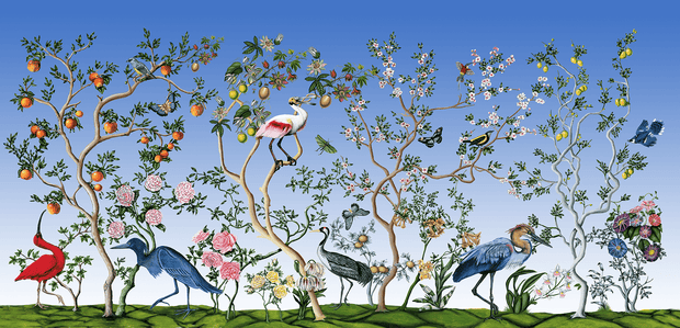 MUSE Wall Studio Bird and Branch Mural in Bright Sky