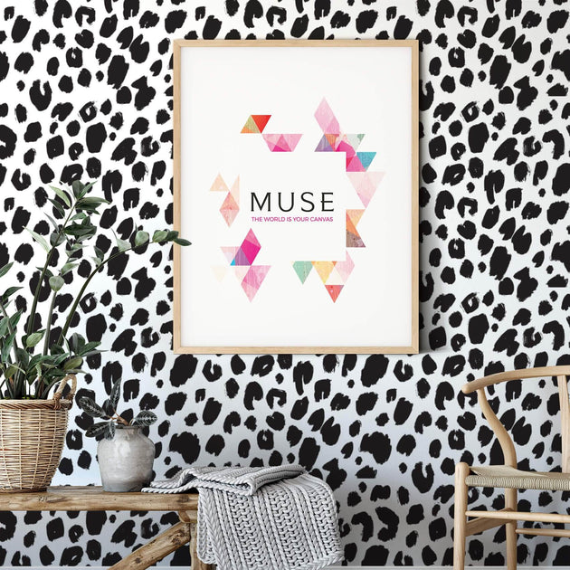 Black & White Leopard Print Peel & Stick Wallpaper – MUSE Wall