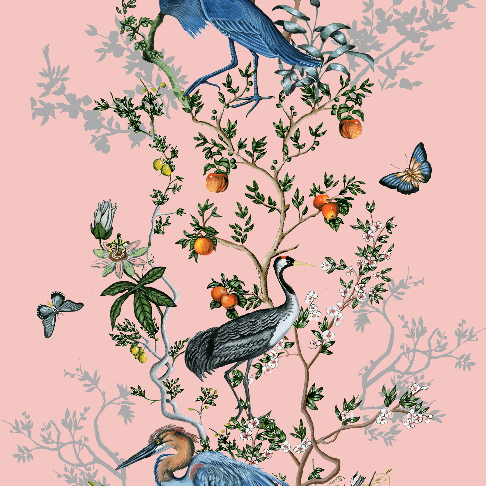 MUSE Wall Studio Climbing Bird and Branch in Pink