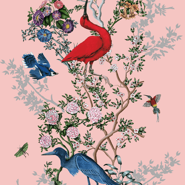 MUSE Wall Studio Climbing Bird and Branch in Pink