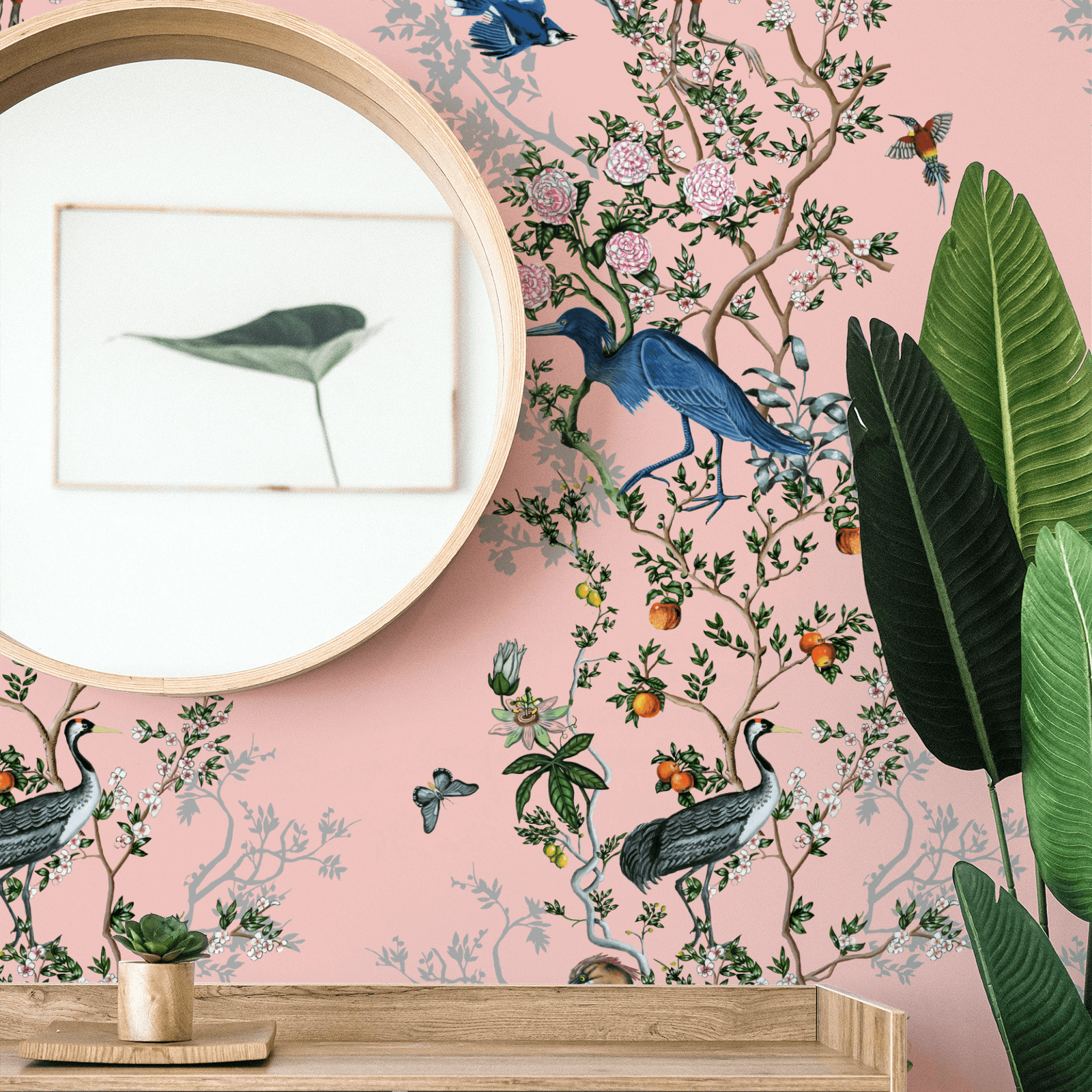 MUSE Wall Studio Climbing Bird and Branch in Pink
