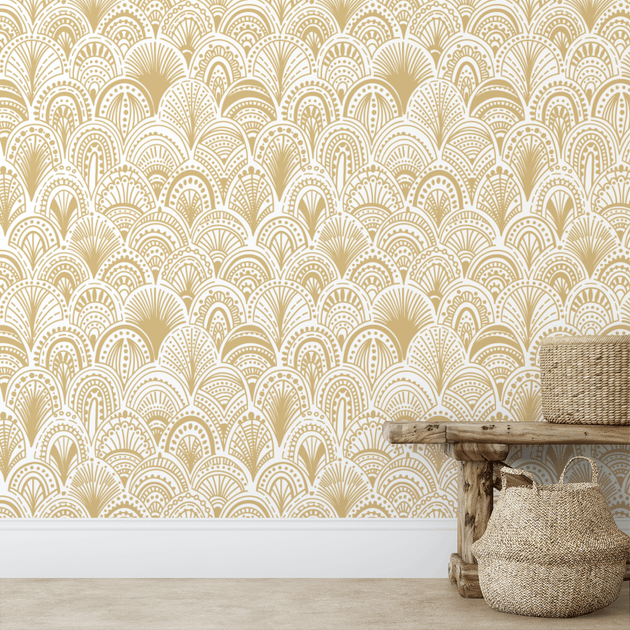 Golden Bohemian Scallops Peel & Stick Wallpaper – MUSE Wall Studio