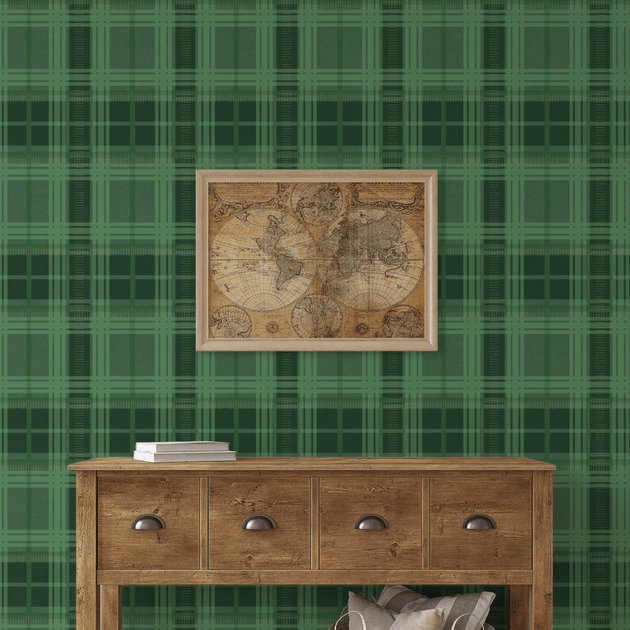 Forest Green Nostalgic Plaid Peel & Stick Wallpaper – MUSE Wall Studio