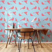MUSE Wall Studio Gingham Cardinals in Blue