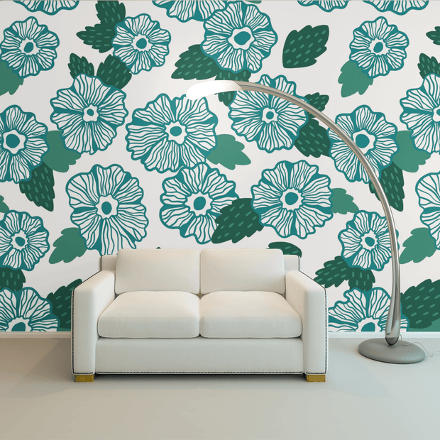 MUSE Wall Studio Teal Floral Mural