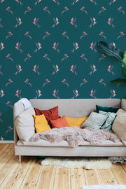 MUSE Wall Studio wallpaper Bright Pink Flying Parrots