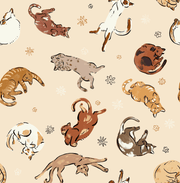 MUSE Wall Studio wallpaper Hand-Painted Sleeping Cats - Brown Cats