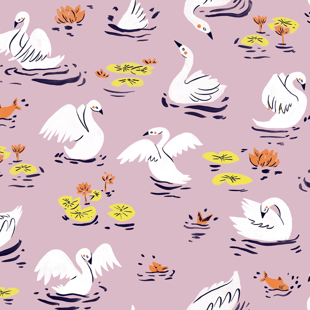 MUSE Wall Studio wallpaper Whimsical Swan Lake - Lavender