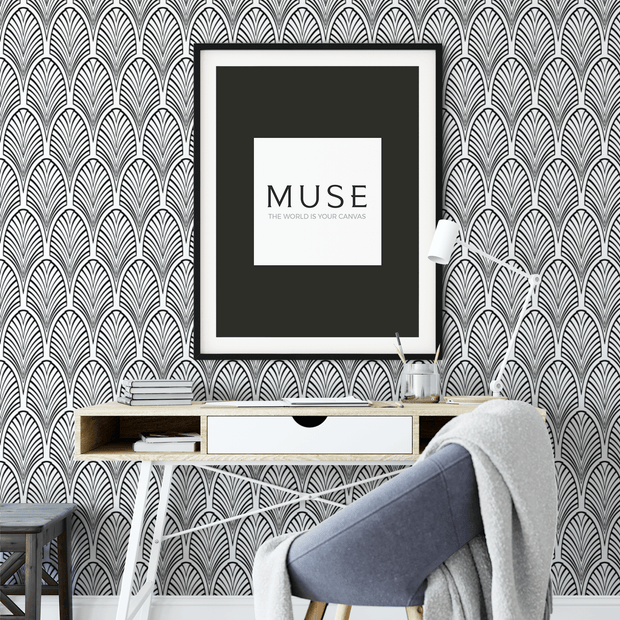 Art Deco Black and White Removable Wallpaper  MUSE Wall Studio