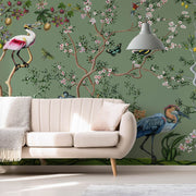 MUSE Wall Studio Bird and Branch Mural in Sage