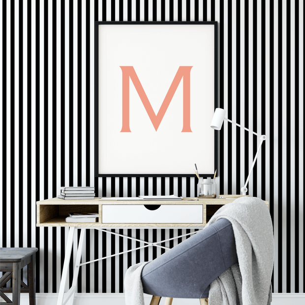 Black and white striped wallpaper on sale