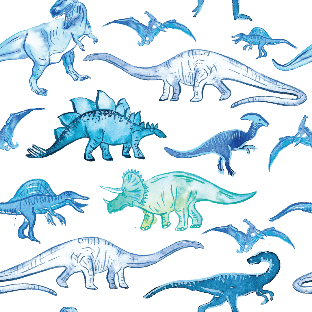 Dinosaurs with popular blue backing