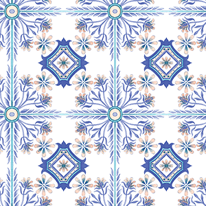 MUSE Wall Studio Spanish Floral Tile (Blue)