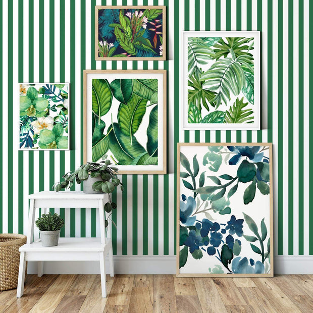MUSE Wall Studio Green and White Stripes