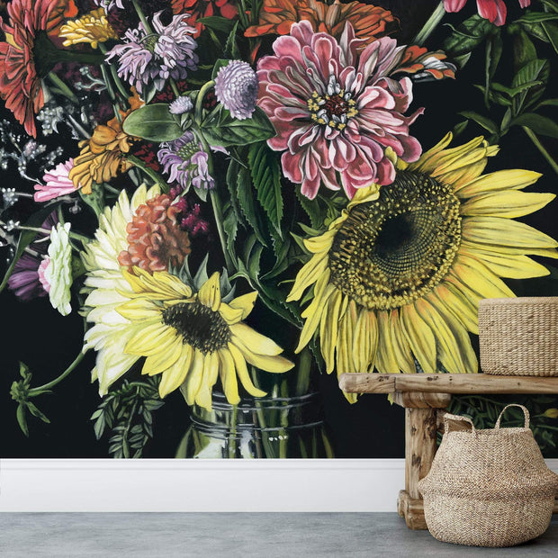 Hand Painted Flower Removable Wall Mural