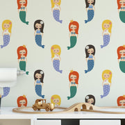 MUSE Wall Studio Mermaid kids removable wallpaper / cute self adhesive wallpaper / children's temporary wallpaper K128-27