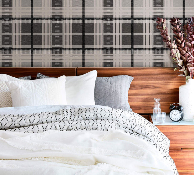 Modern Plaid Wallpaper Wall Covering Self Adhesive Peel And Stick  Belle  Impression