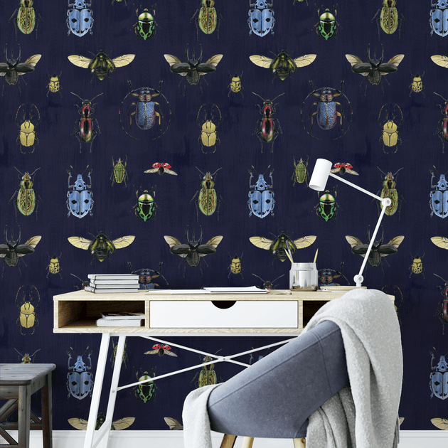 Navy Insect Navy Insect Peel & Stick Wallpaper