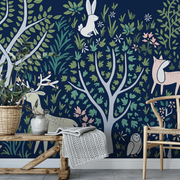 MUSE Wall Studio Woodland Forest Wall Mural in Navy