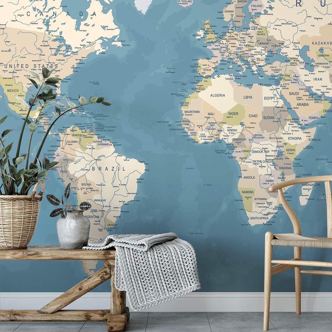 World Map Design Wallpaper Wallpaper Mural World Map For Kids
