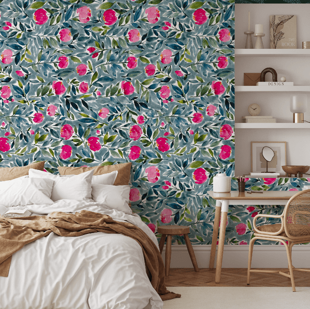 MUSE Wall Studio Popping Peonies Blue