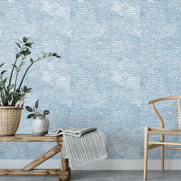 Removable Wallpaper: Blue Waves – MUSE Wall Studio