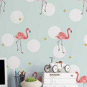 MUSE Wall Studio Retro flamingos wallpaper / cute self adhesive wallpaper / trendy temporary wallpaper P130-27