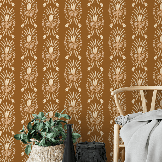 Rust Damask Texture Rust Damask Removable Wallpaper