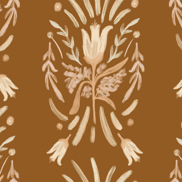Rust Damask Removable Wallpaper