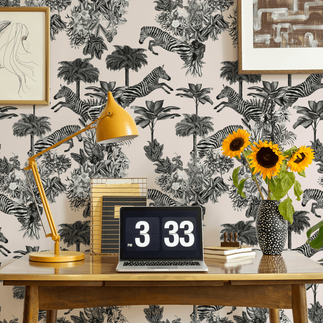 Soft Pink Zebra Peel and Stick Wallpaper