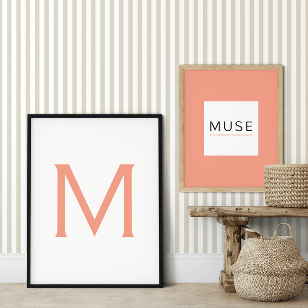 MUSE Wall Studio Tan and White Stripes