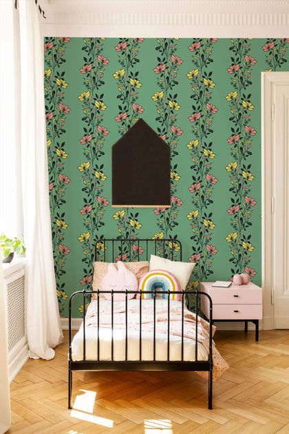 The Collins Green Floral Peel and Stick Wallpaper – MUSE Wall Studio