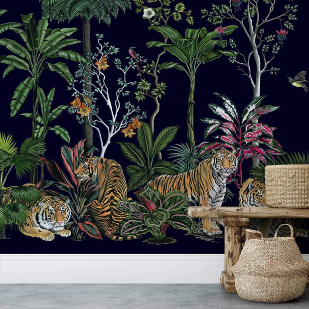 MUSE Wall Studio Special Order Tiger Summer in Navy Wall Mural