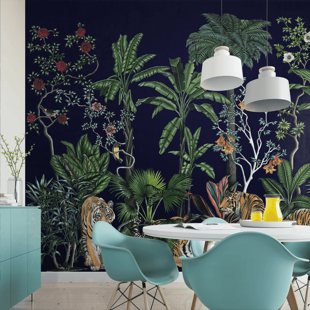 MUSE Wall Studio Special Order Tiger Summer in Navy Wall Mural