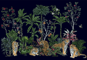 MUSE Wall Studio Special Order Tiger Summer in Navy Wall Mural