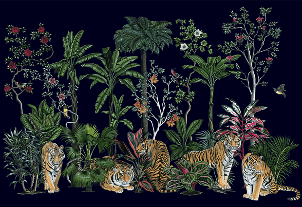 MUSE Wall Studio Special Order Tiger Summer in Navy Wall Mural