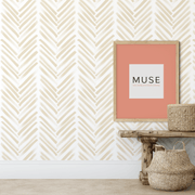 MUSE Wall Studio Warm Herringbone Brushstrokes