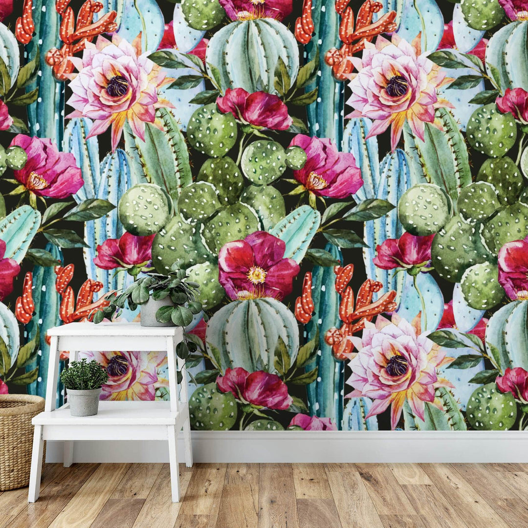 succulent backgrounds Watercolor Succulent Peel and Stick Wallpaper